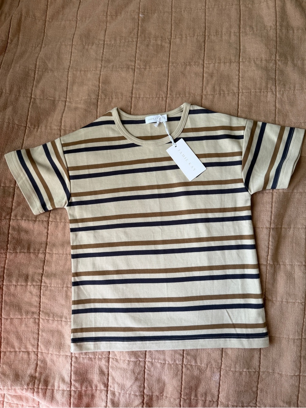 Jamie Kay 100% Pima Cotton Striped Short Sleeve Tee